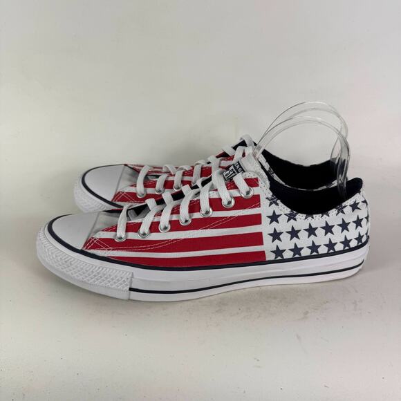 Converse Chuck Taylor All Star Low Sneakers Men's 11 White Red Stars & Stripes - Picture 5 of 10